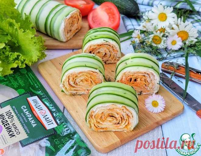 Рулет из лаваша с ветчиной и огурцом – кулинарный рецепт