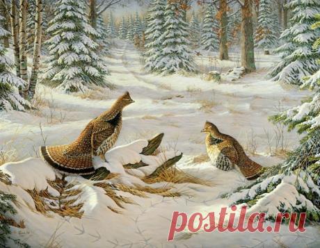 Схема вышивки «Птицы на снегу» - Вышивка крестом