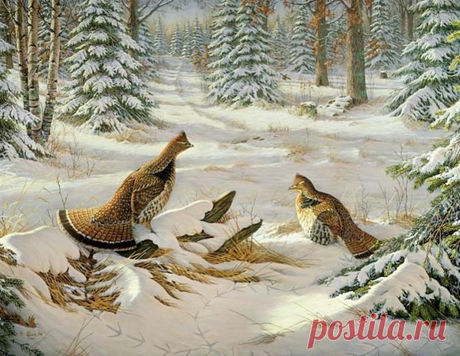 Схема вышивки «Птицы на снегу» - Вышивка крестом