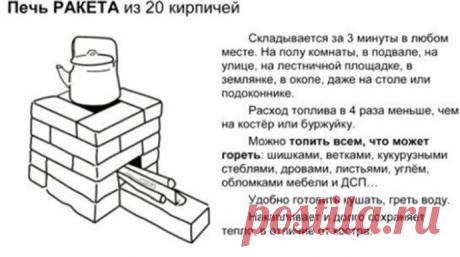 Ракета-печь из 20 кирпичей