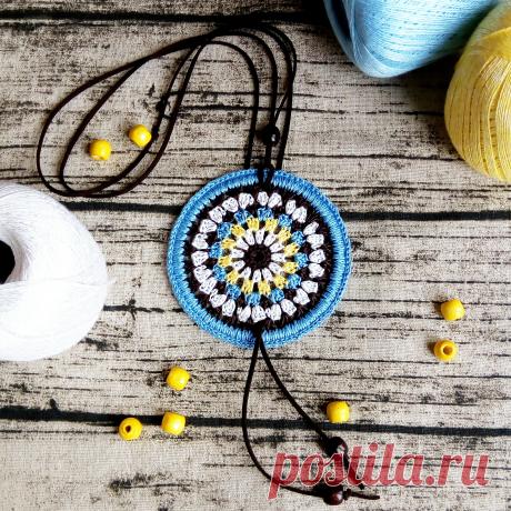 Crochet pendant / Mandala crochet pendant / Jewelry crochet / Necklace / Blue Necklace / Mascot