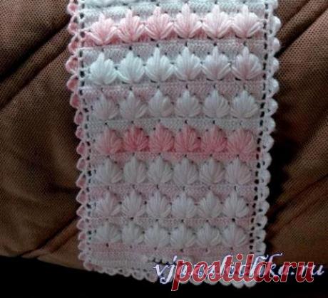 Узор крючком из листиков, мастер класс