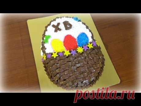 Торт Пасхальная корзина Как сделать торт корзину мастер-класс  Cake Easter basket