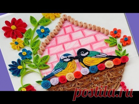DIY | How to make Beautiful Love Birds Wall Hanging for Home Decoration | Paper Quilling Art