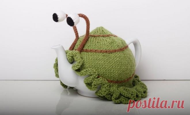 Чайная улитка. Идея вязаного чехла на чайничек для заварки)! Милый подарок своими руками.