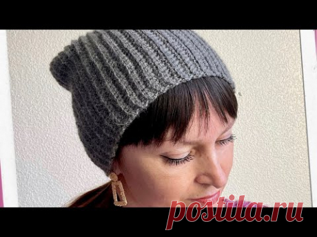 ОБВЯЗАЛА ЭТИМИ ШАПКАМИ ВСЮ СЕМЬЮ!!!поперечное вязание Мастер класс для начинающих