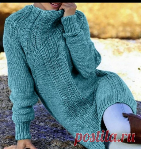 Тёплое платье на зиму спицами - KNITTLY.ART