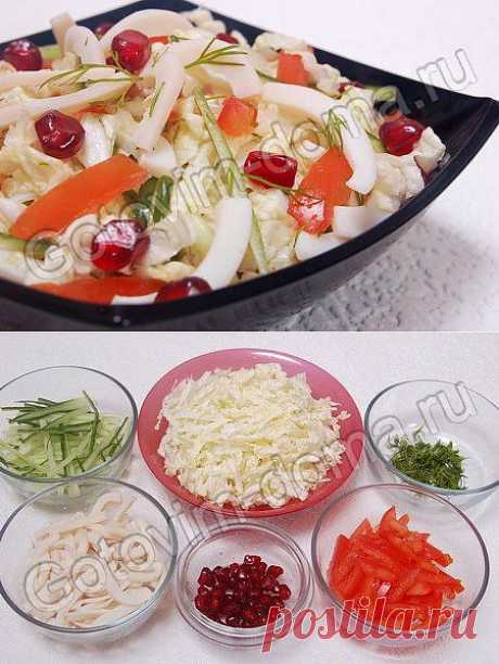 Рецепт: Салат из пекинской капусты с кальмарами
