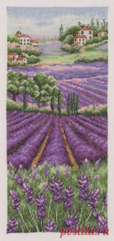 Lavender Scape. Схема вышивки крестиком. — Дом крестика