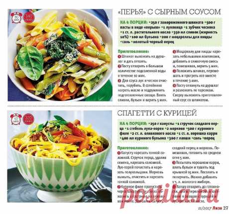 &quot;Перья&quot; с сырным соусом. Спагетти с курицей