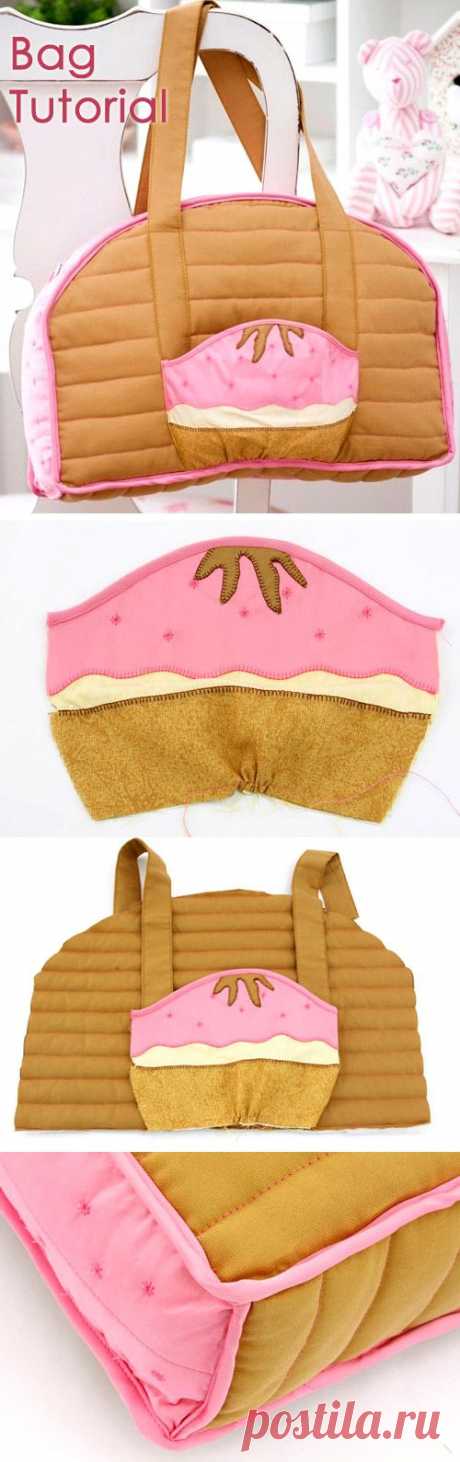 Шьем сумку с ручками ~ I suggest you make a bag with handles in the technique of patchwork with delicate applique cupcake. DIY Tutorial.  https://www.handmadiya.com/2015/09/shopper-bag-with-handles.html