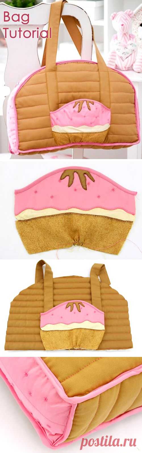 Шьем сумку с ручками ~ I suggest you make a bag with handles in the technique of patchwork with delicate applique cupcake. DIY Tutorial.  http://www.handmadiya.com/2015/09/shopper-bag-with-handles.html