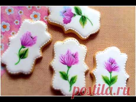 One stroke technique. Spring flower cookies.. - YouTube