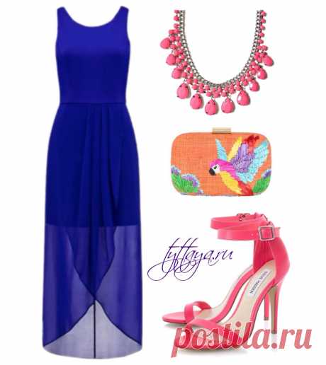 С чем носить синее платье?