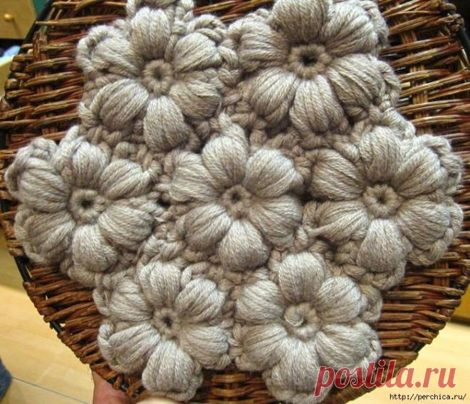 Как вязать цветы из пышных столбиков - мк