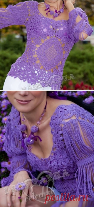 Tina's handicraft : crochet blouse with flowers