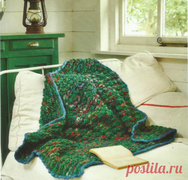 Плед из толстой пряжи (спицы) - Nebka.Ru