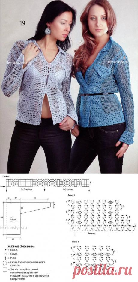 Ажурный жакет - рубашка связанный крючком / Рукоделие / Домоводство / Женские секреты / Женский стиль