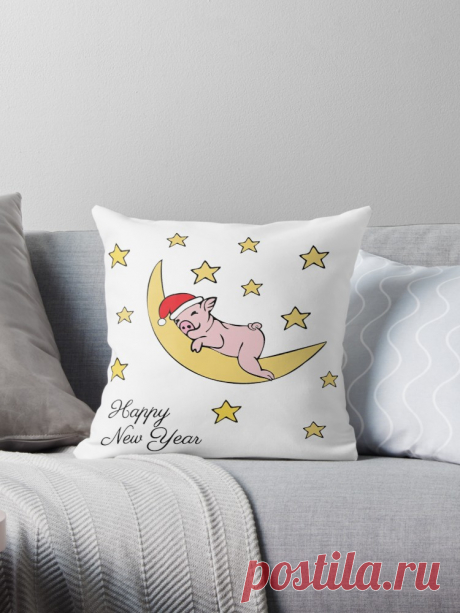 ‘Cute piggy sleeping for a month among stars’ Throw Pillow by LiliMur • Also buy this artwork on home decor, apparel, stickers, and more.
