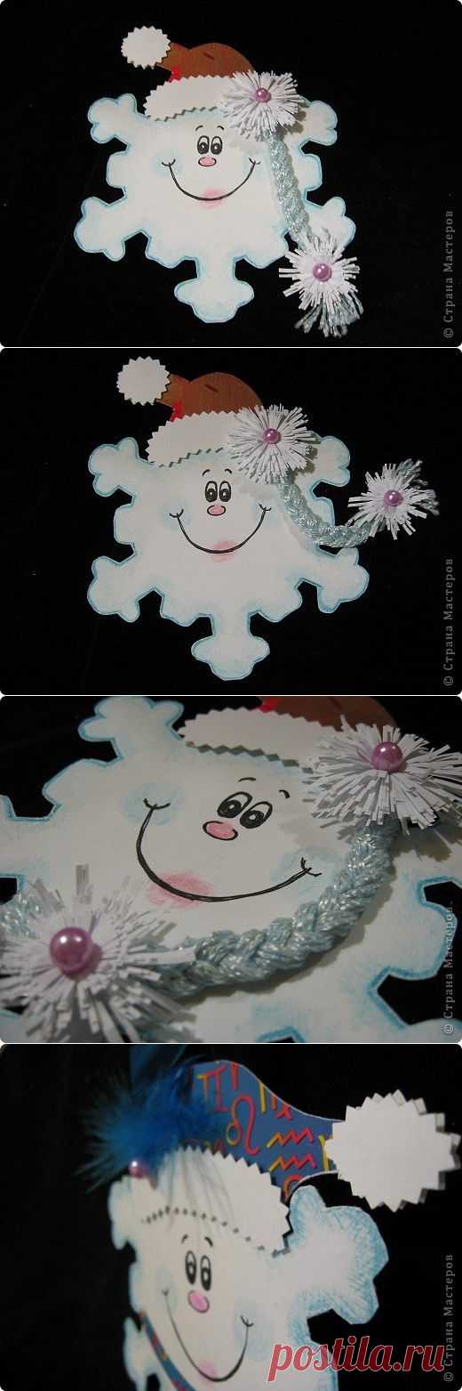 ОТКРЫТКА "ВЕСЕЛАЯ СНЕЖИНКА" и ее дружок | Страна Мастеров