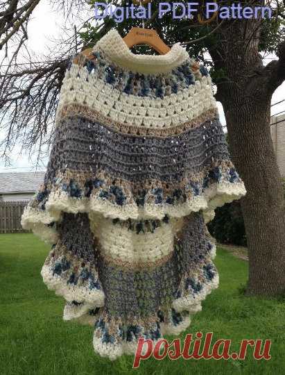 Circular Asymmetric Long Poncho Shawl Crochet от ToppyToppyKnits