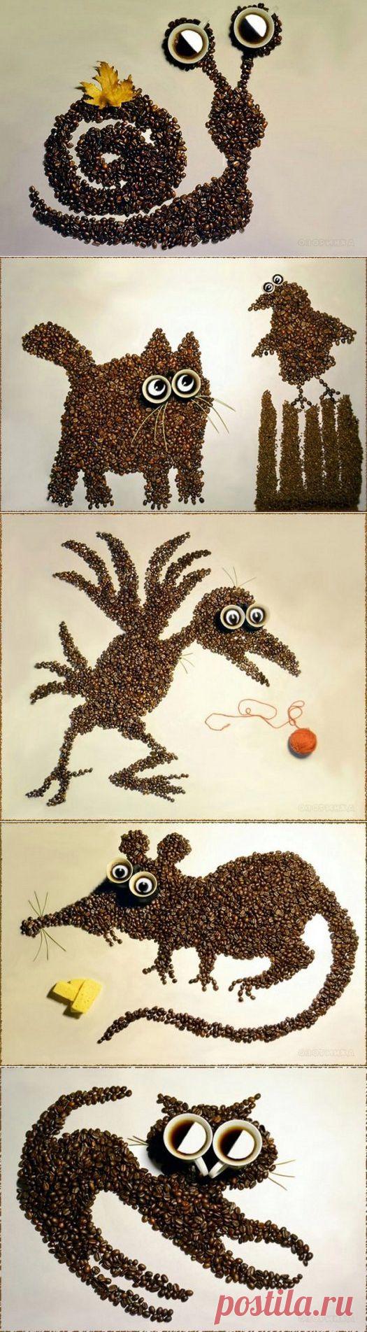 Поделки своими руками - Картины из кофейных зерен(17 фото)