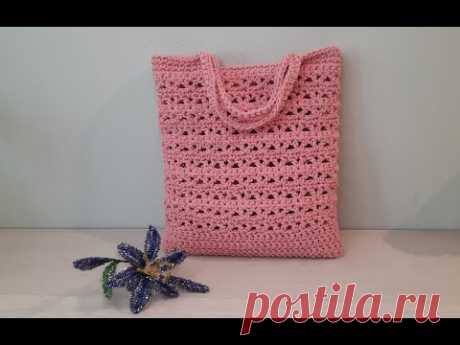 Очаровательная сумочка для лета крючком. ДЛЯ НАЧИНАЮЩИХ. Charming knitted bag.