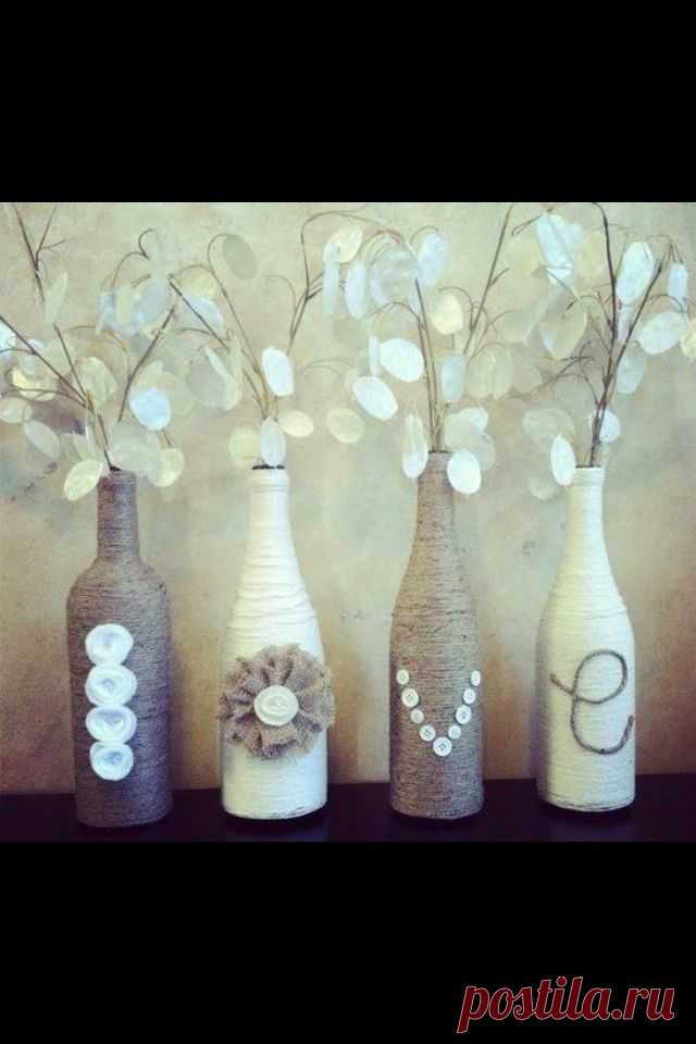 DIY: Twine-Wrapped Wine Bottle Centerpieces Tutorial