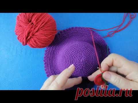 Шляпка , связана крючком, для куколки по моему авторскому МК №23