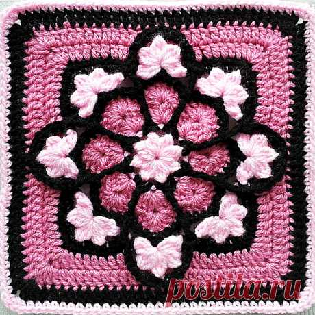 Винтажный цветок (в бабушкином квадрате)