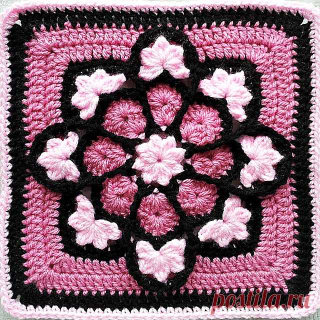 Винтажный цветок (в бабушкином квадрате)