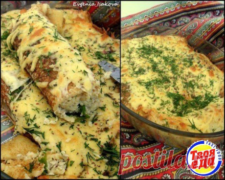 Фаршированные блины, запеченные под сыром