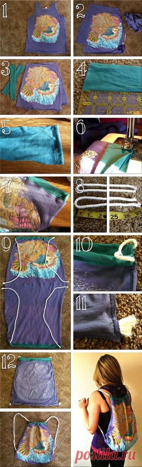 (189) #DIY T-shirt to backpack! I have certain tshirts that I just don't want to throw away and now I have a great way to recycle them. | Bolsos DIY