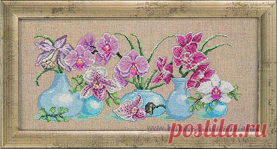 Вышивка крестом, схемы Панно, вазы с орхидеями