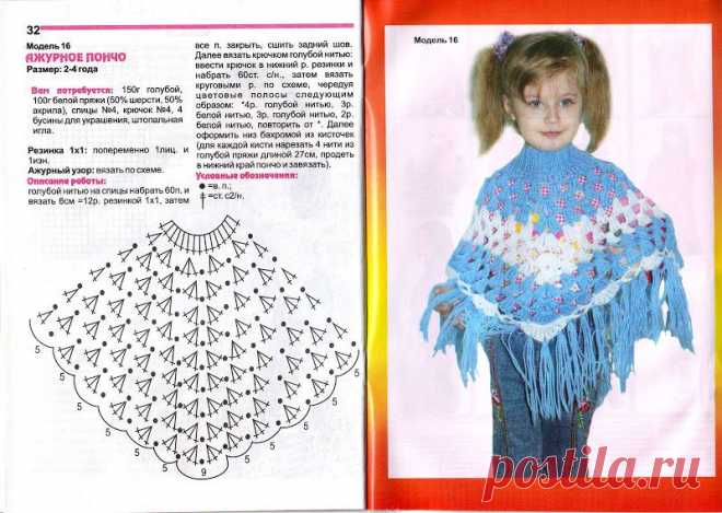 Ажурное пончо для девочки