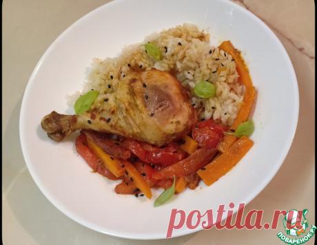 Курица, запеченная в рукаве с перцем и морковью – кулинарный рецепт