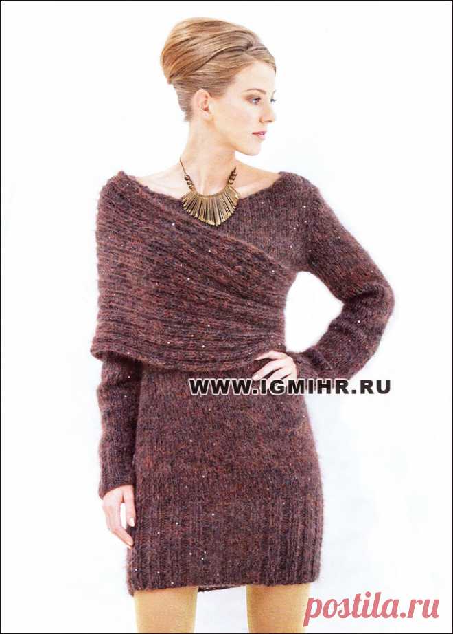 Элегантное платье с шарфом-петлей