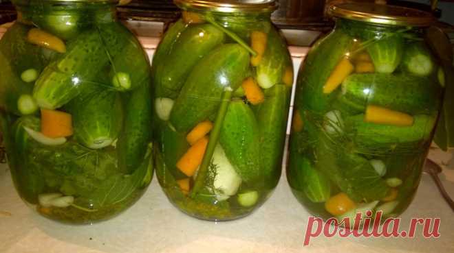 Огурцы с морковкой на зиму Огурцы с морковкой на зиму мой проверенный годами рецепт. Всегда закрываю по несколько банок, и с каждым годом увеличиваю порцию. Ну невозможно ими накушаться, очень вкусные, сладенькие и хрустящие получаются! Ингредиенты: Огурцы Морковка Лук репчатый(головка) Чеснок Укроп зонтиком Лист смородины Лист дуба. Маринад: на 1 литр воды: соль — 1,5 столовые ложки соли с верхом; …