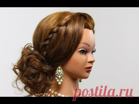 Bridal prom updo. Hairstyle for medium hair.