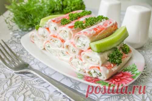 Супер-закуска из фаршированных крабовых палочек