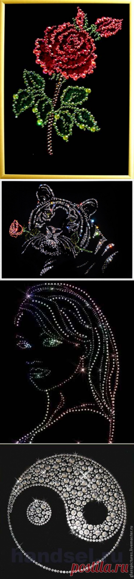 We make a picture of rhinestones.