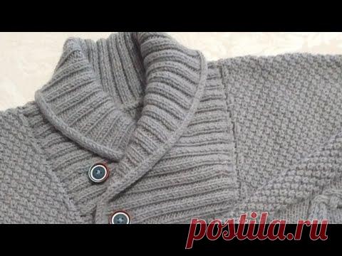 #Мужской свитер #спицами. Часть 4. Вяжем воротник.