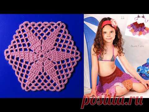 Юбочка из мотивов крючком для девочки.