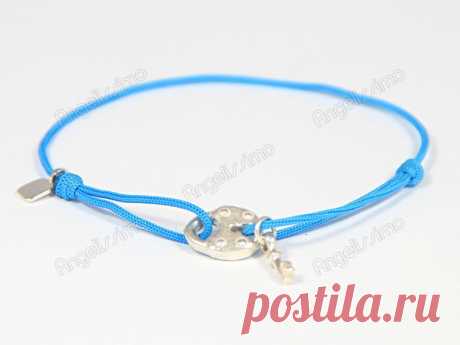 Веревочный браслет &quot;Ключ к замку&quot; с серебром от Amorem