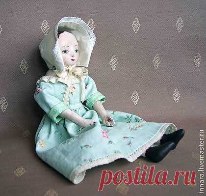 Кукла в старинном стиле "Ирина" - бирюзовый,старинная кукла,кукла в античном стиле