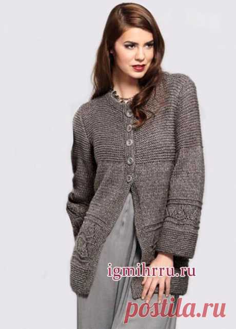 УДЛИНЕННЫЙ СЕРО-КОРИЧНЕВЫЙ ЖАКЕТ