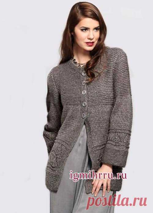 УДЛИНЕННЫЙ СЕРО-КОРИЧНЕВЫЙ ЖАКЕТ