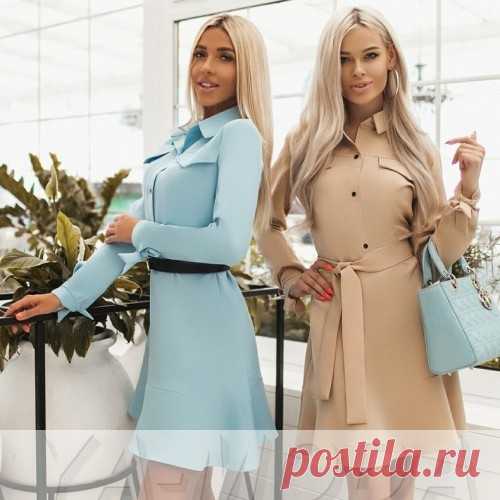❀Офисное платье с поясом купить недорого
