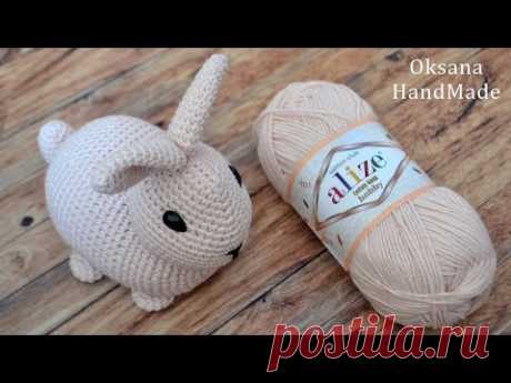 Игрушка Кролик крючком. Видео и схема. Crochet rabbit toy. Alize cotton gold hobby