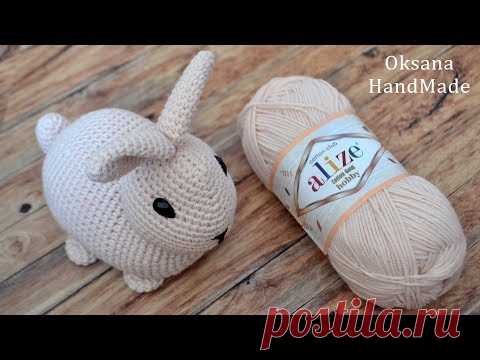 Игрушка Кролик крючком. Видео и схема. Crochet rabbit toy. Alize cotton gold hobby
